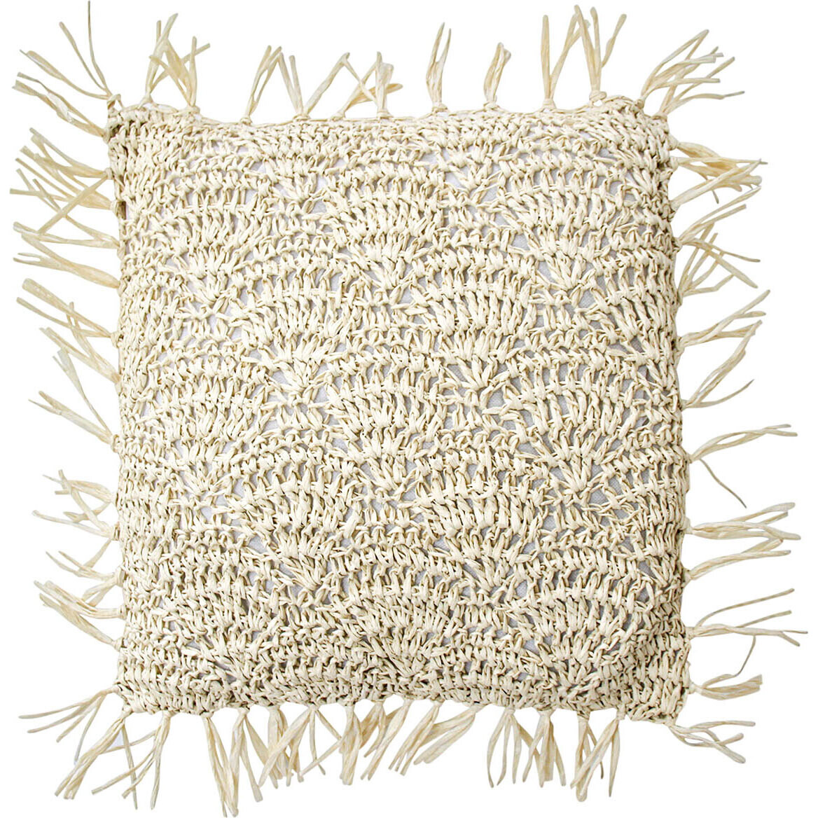 Woven Cushion Fringe Bleach