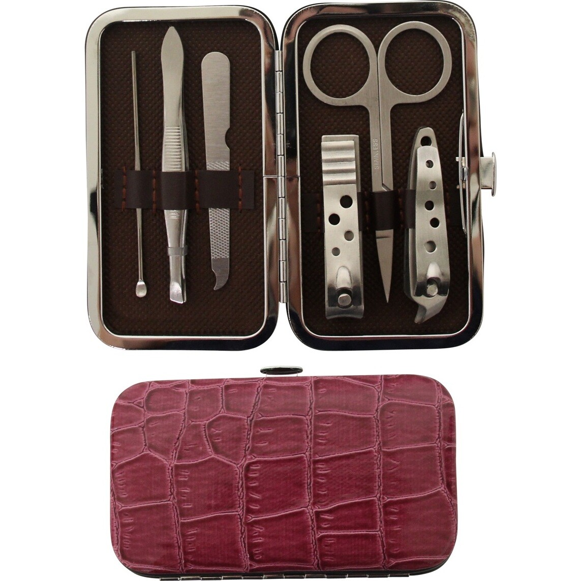 Manicure Set Croc Maroon