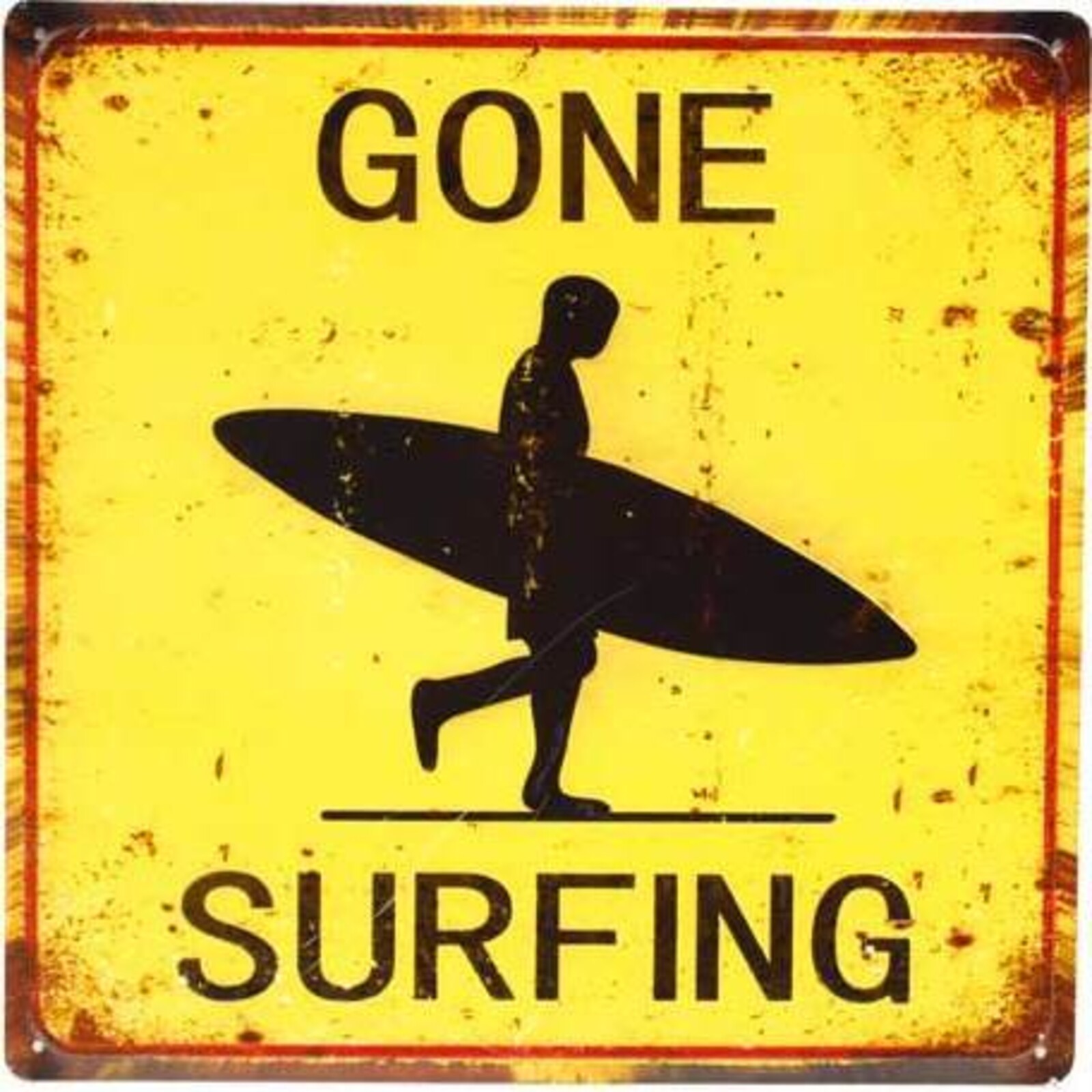 Tin Sign Gone Surfing Sq