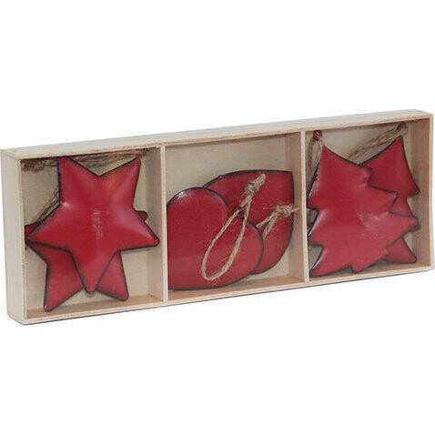 Wooden Box w Heart/star/tree