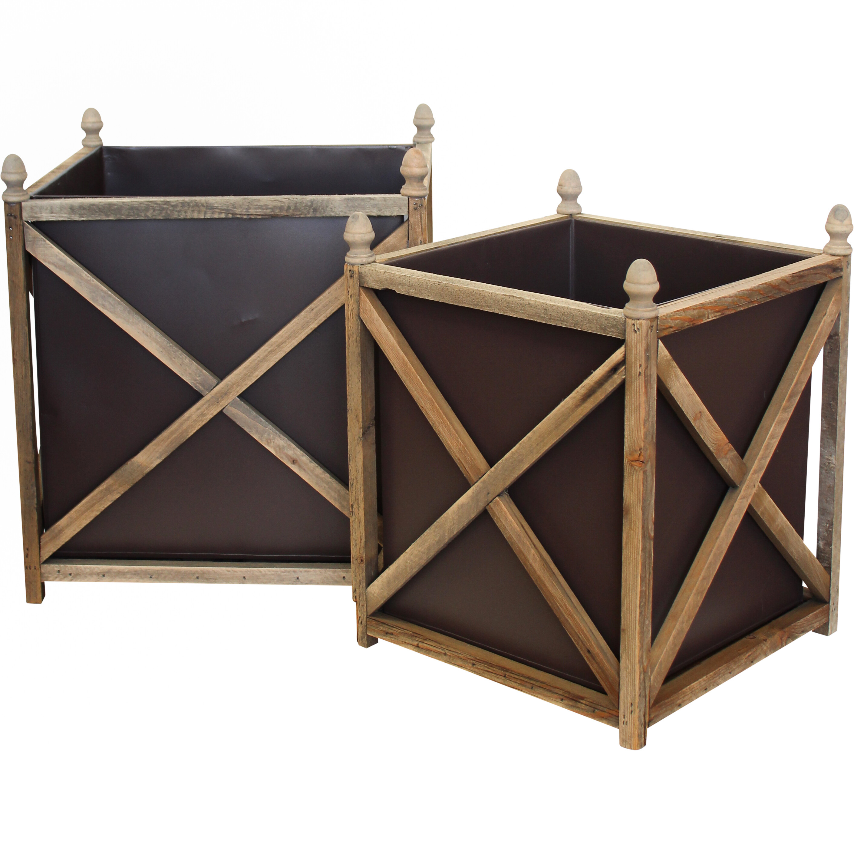 Lrg Metal S/2 Planters Rustic