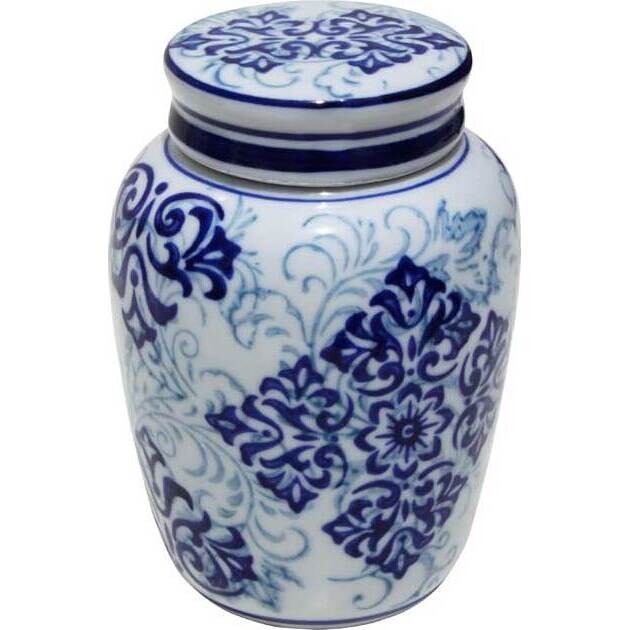 Lidded Jar Fleur Hoja Tall