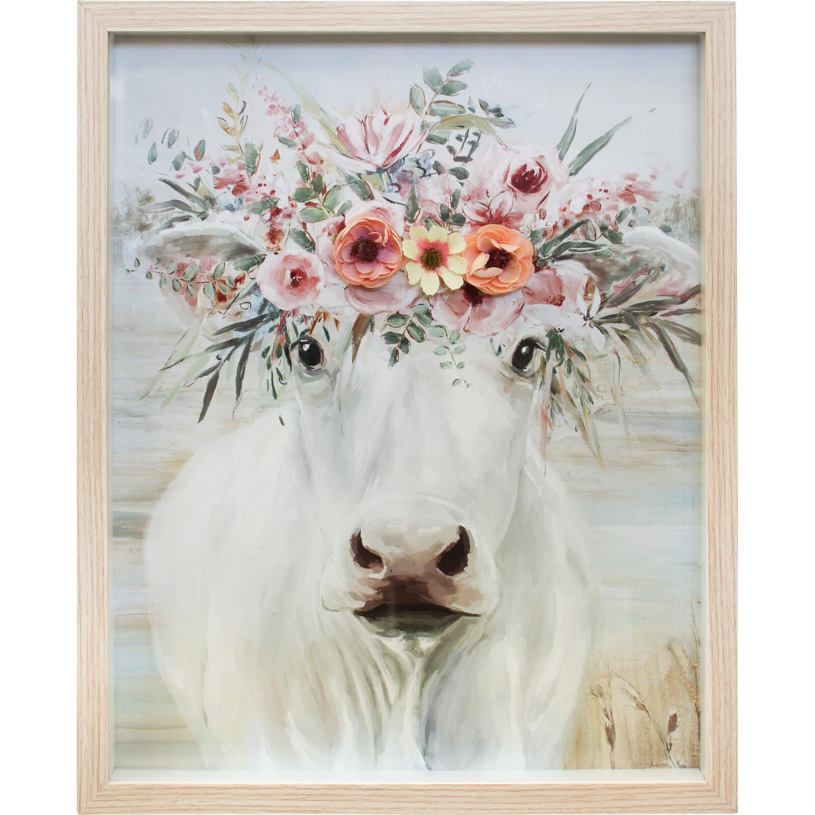 Framed Print Floral Cow