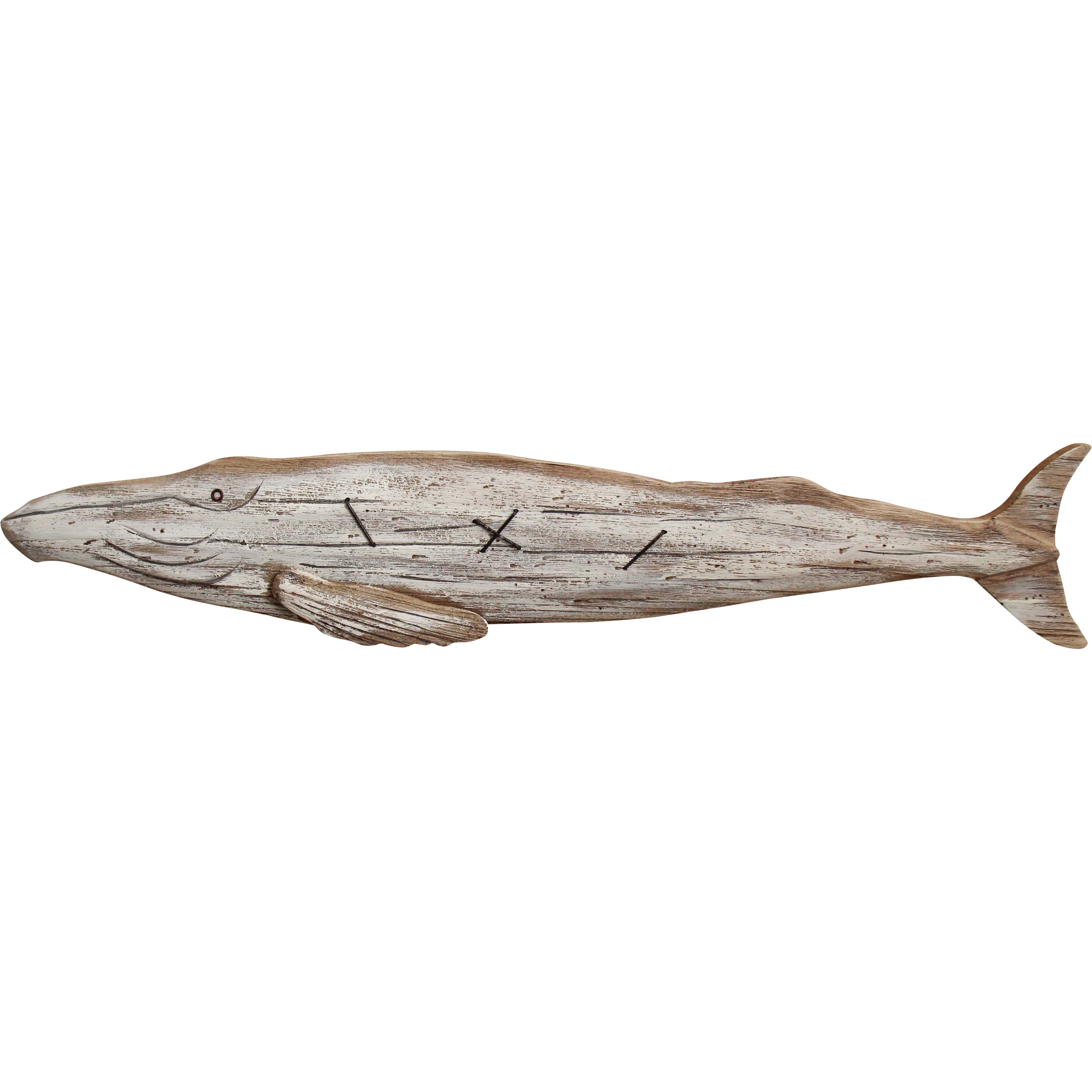 Reclaimed Whale Wall Art Nat/White 90cm