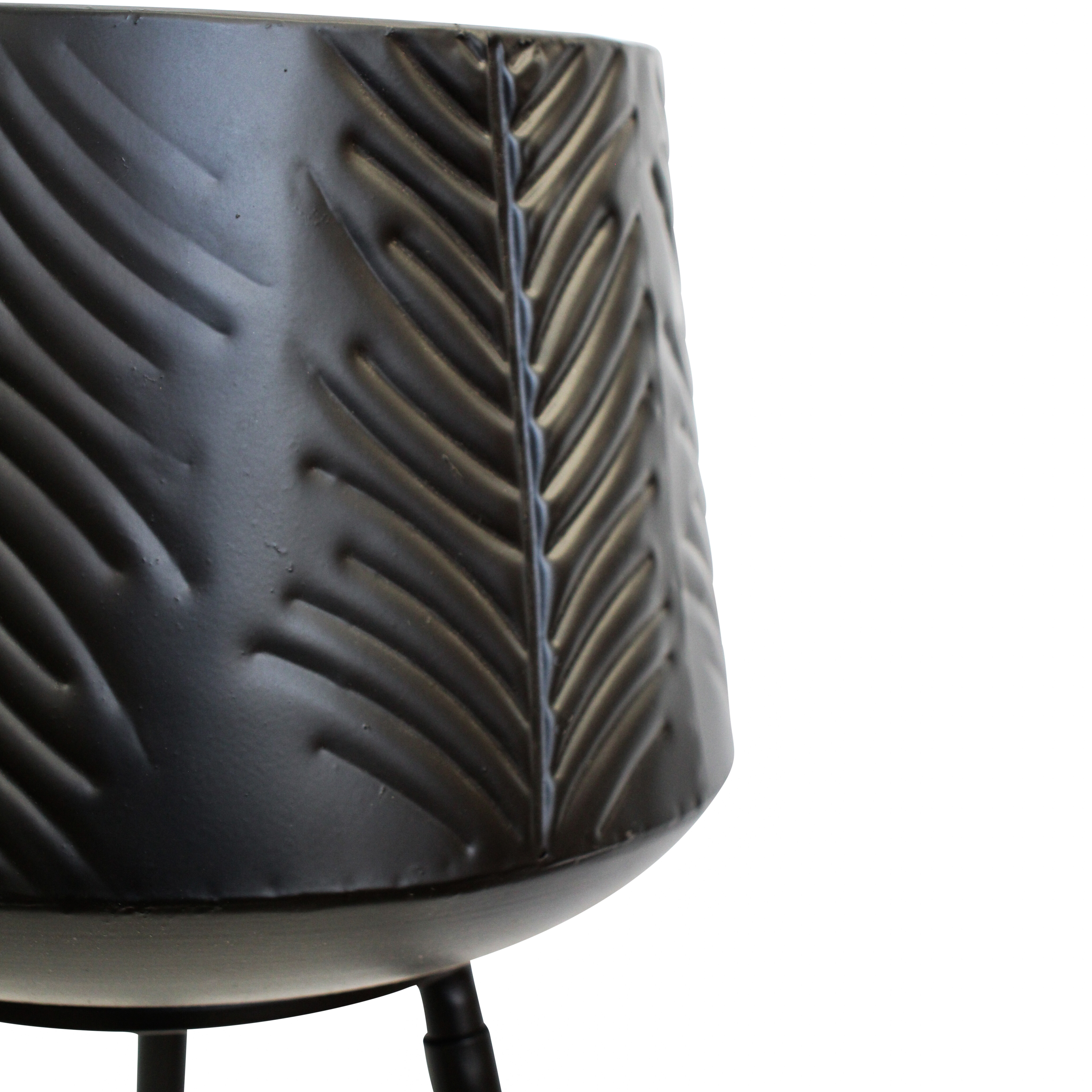 Planter Leaf Tall Matt Black