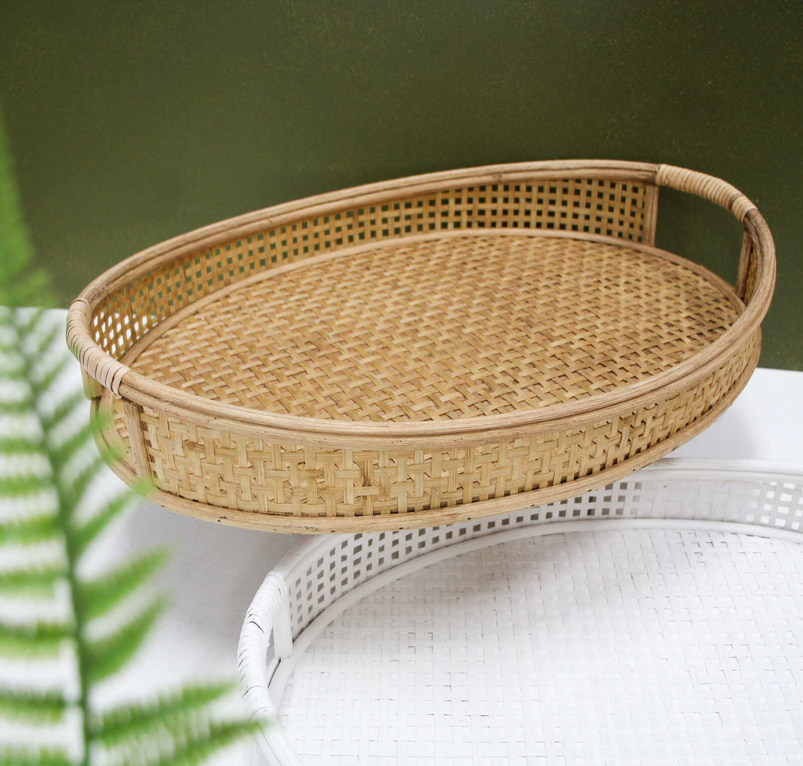 Tray Rattan Oval Natural