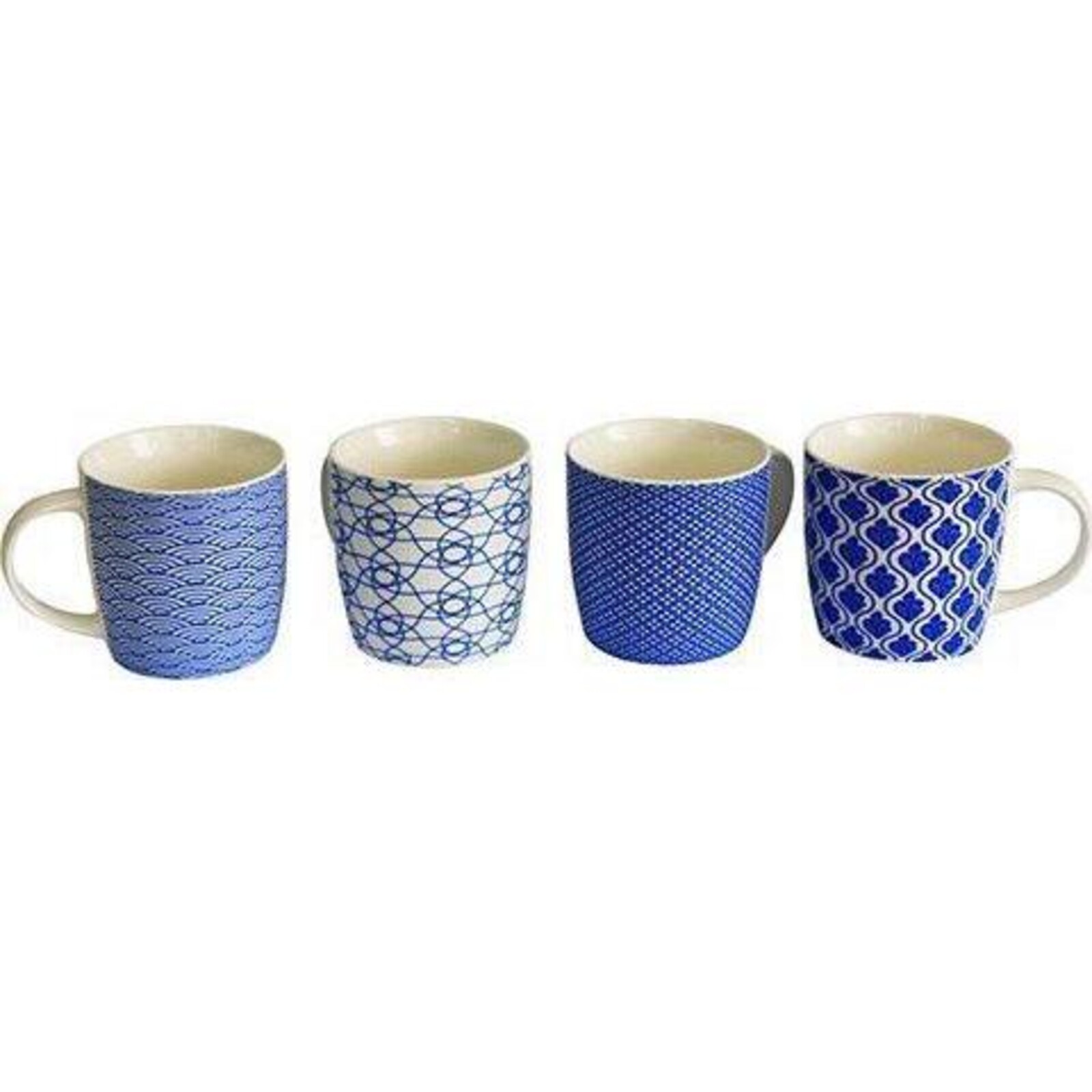 Coffee Mugs Pattern Blue Retro 4 Asst