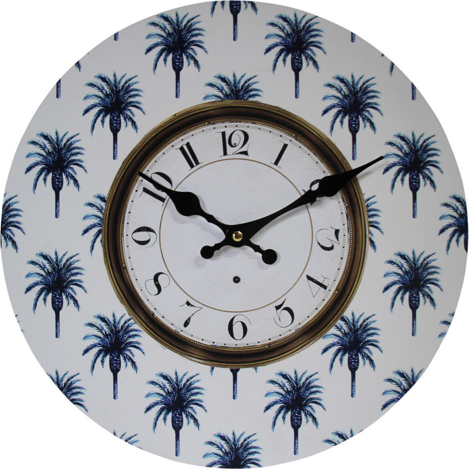 Clock Date Palm Navy 34cm