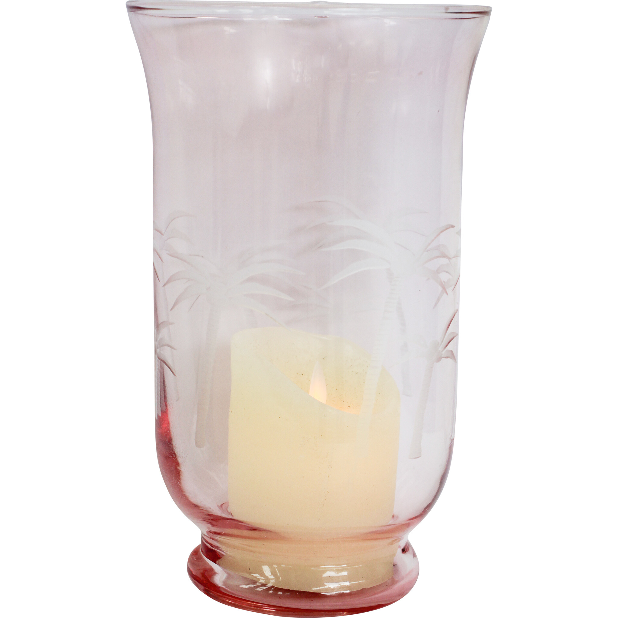 Glass Candle Holder Palm Lrg