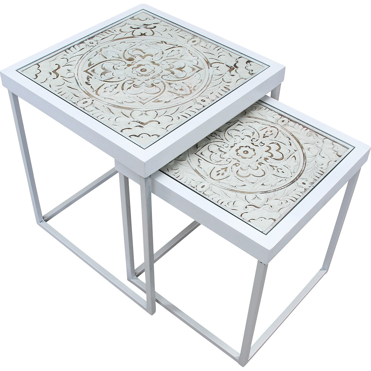 Square Tables White/White S/2