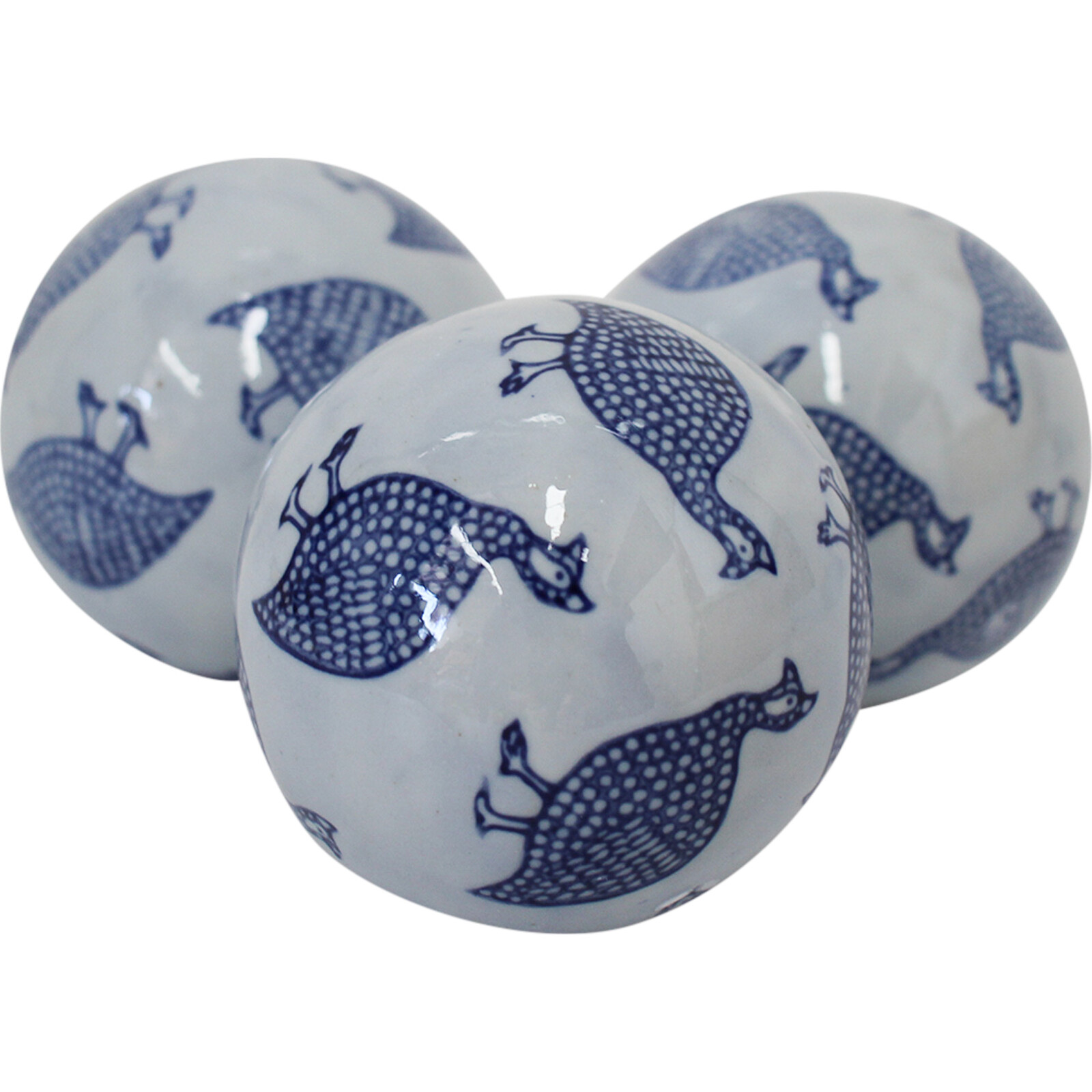 Porcelain Guinea Fowl Balls S/3