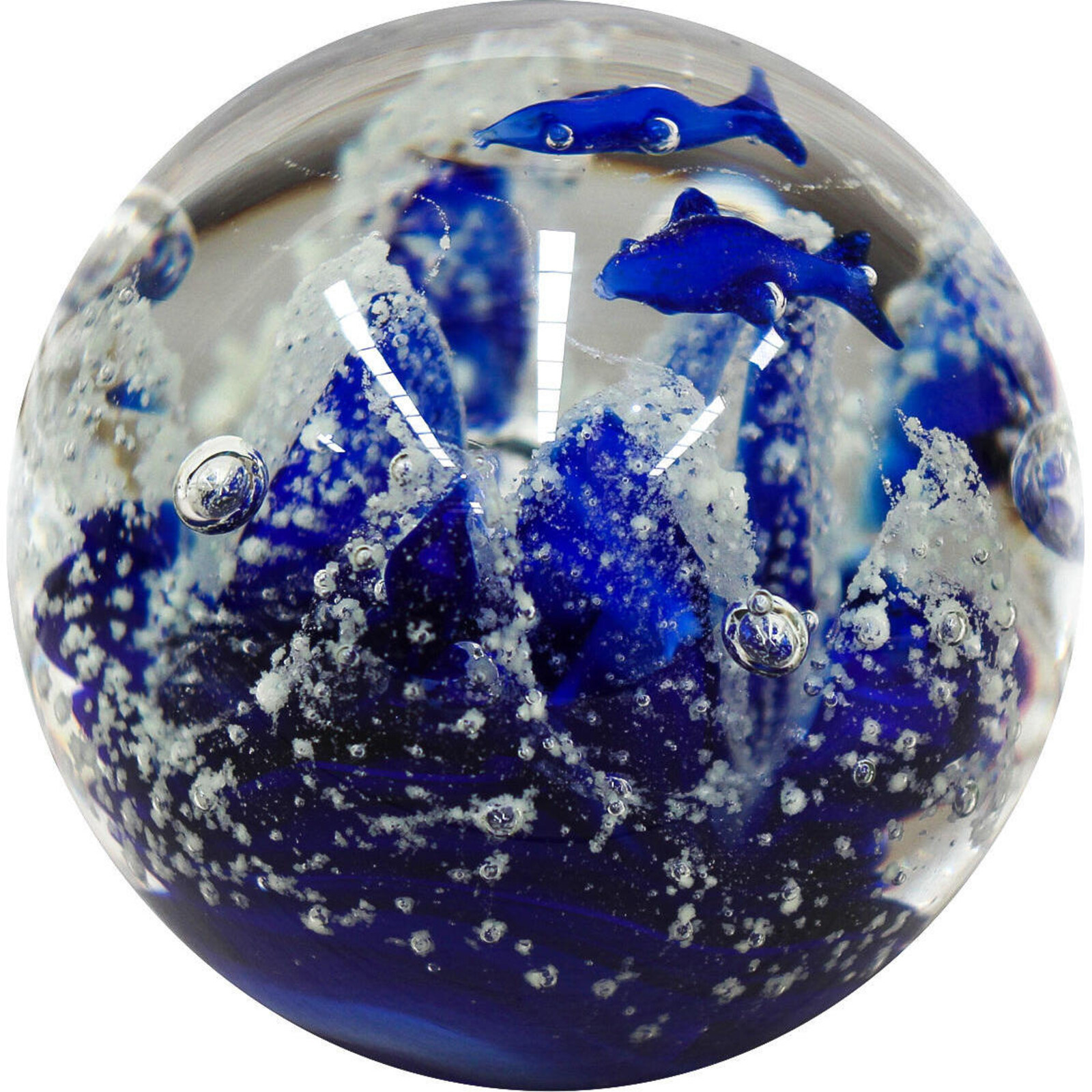 Paperweight Ball Blue Twin Fish