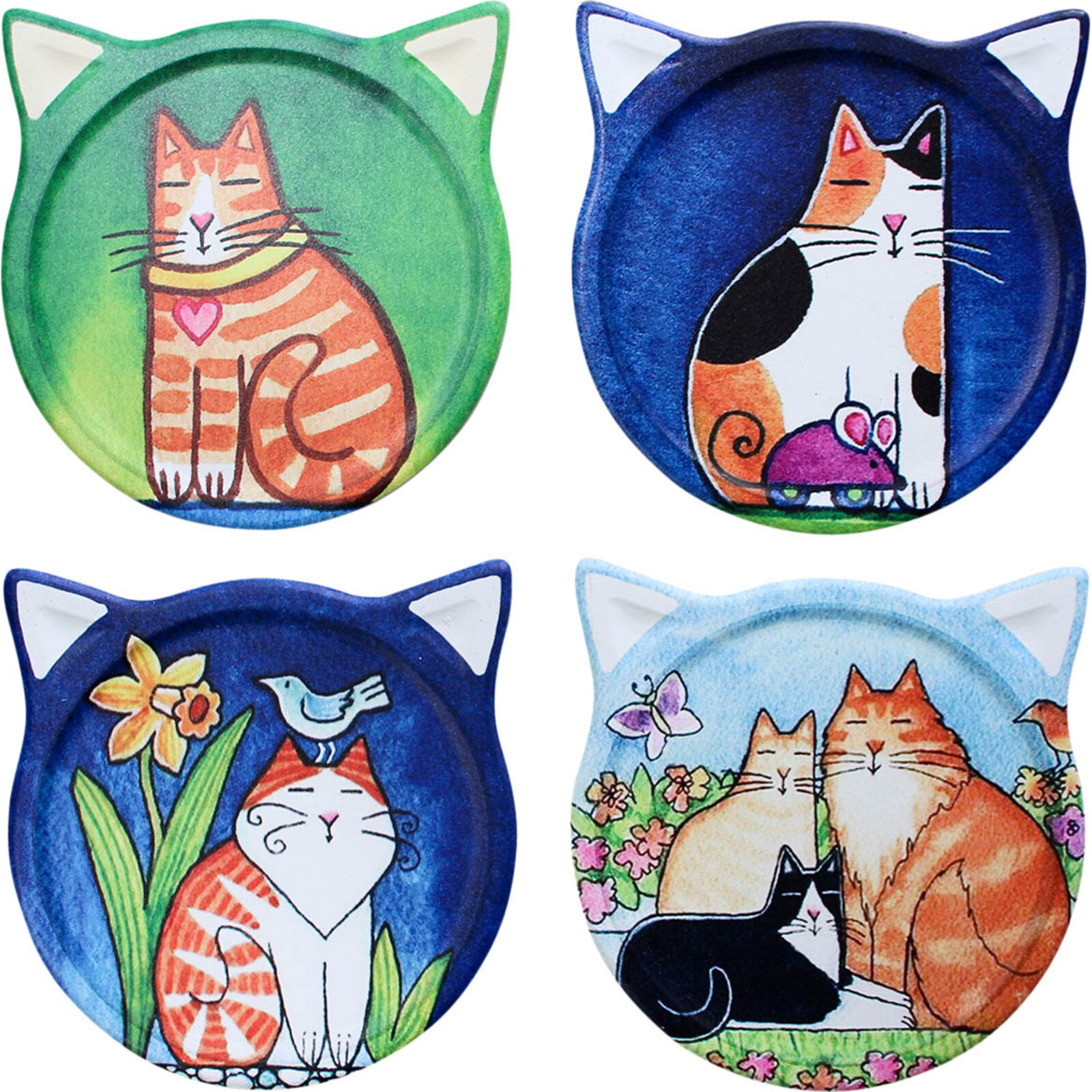 Coasters Cat Paintings Asstd