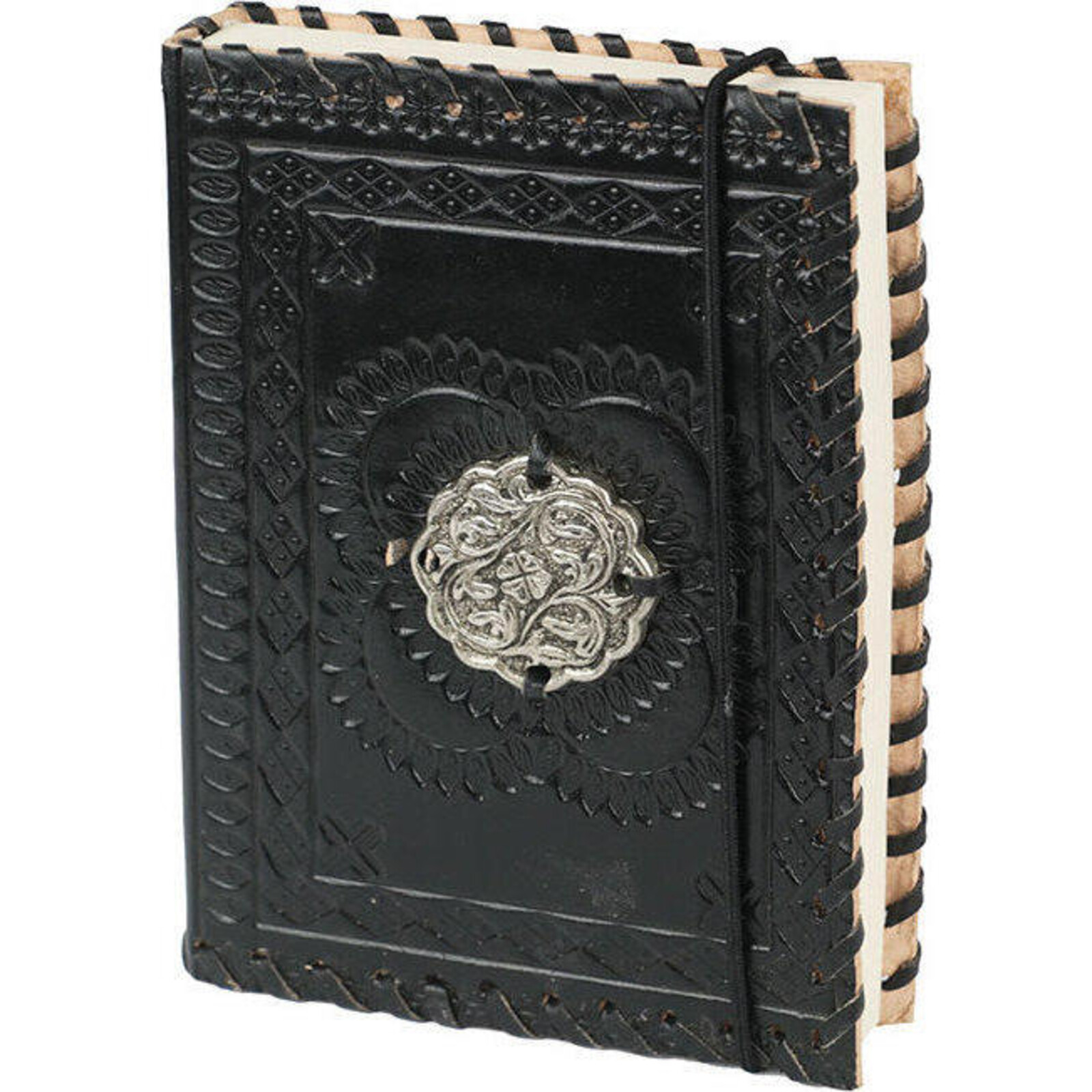 Leather Notebook Medallion Black Small