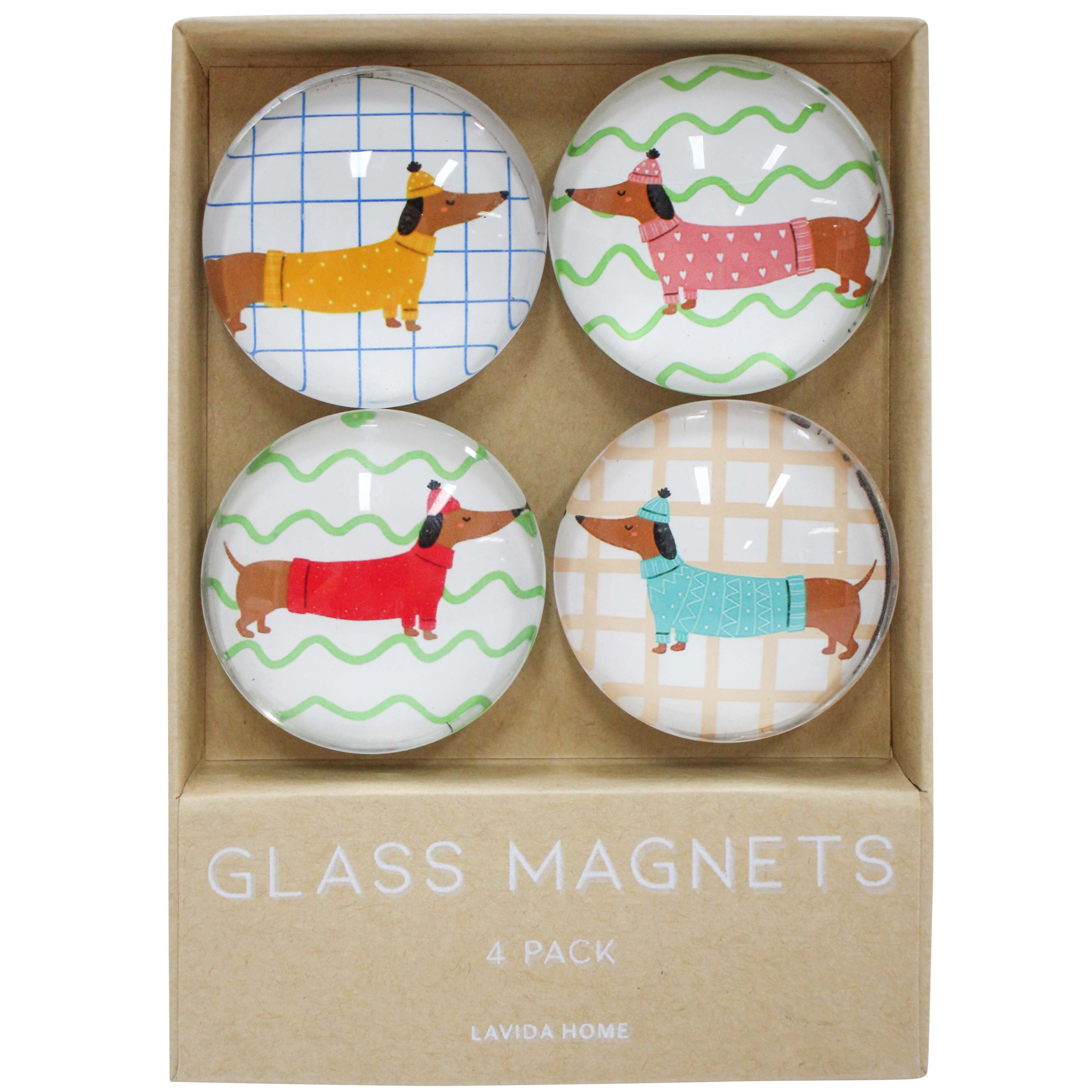 Glass Magnets S/4 Dachshund