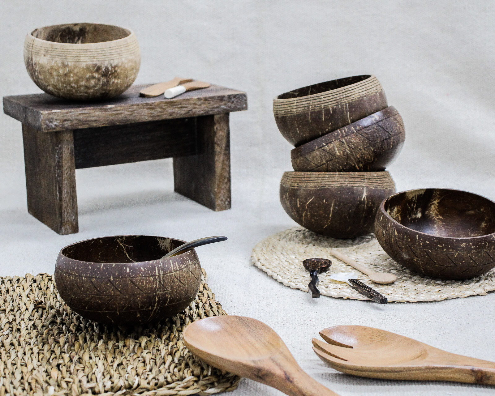 Coconut Bowl Carved