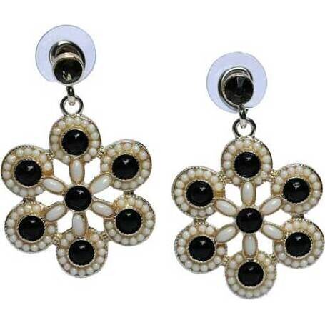 Earring Black Flower Spike