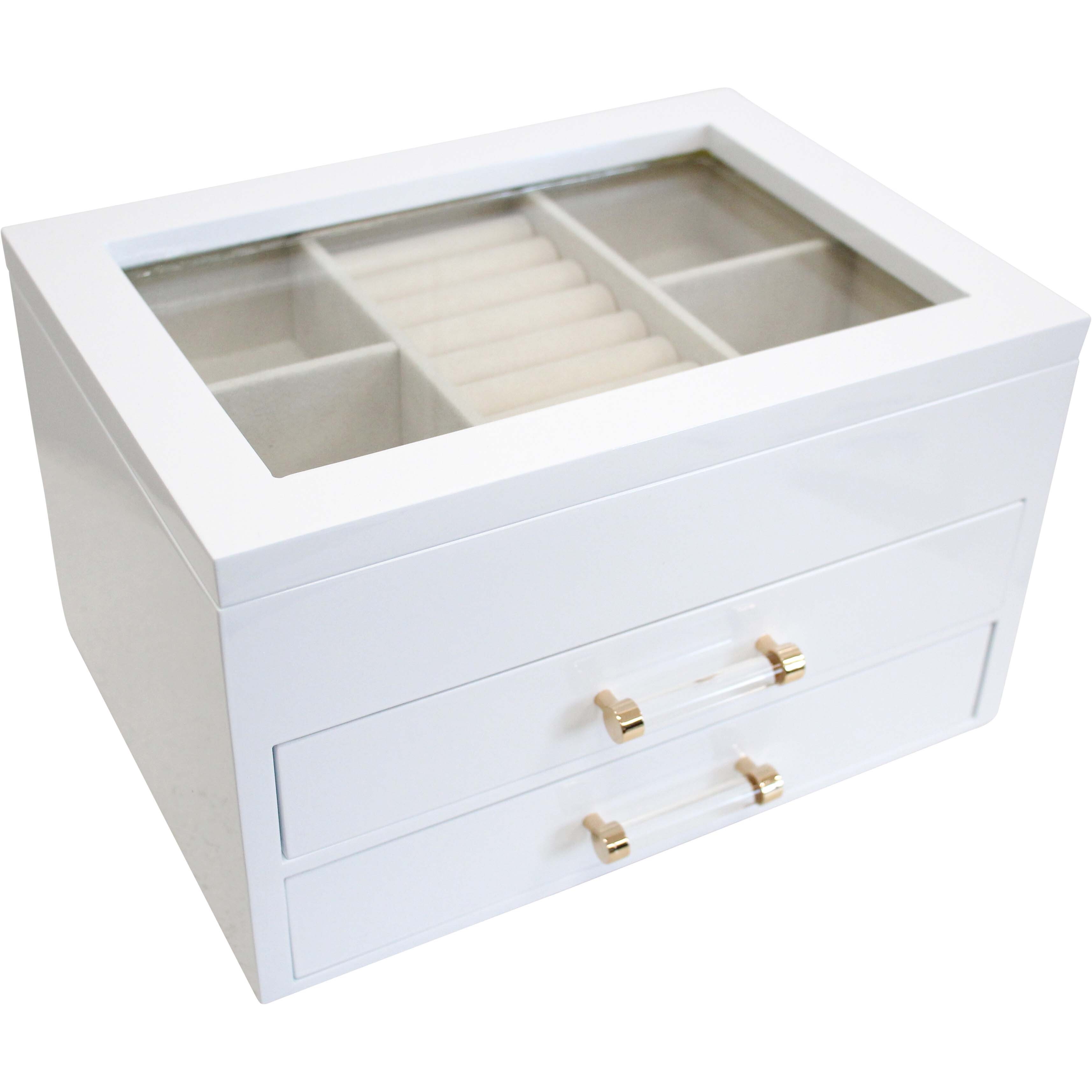 Lacquer Jewellery Box Lrg White