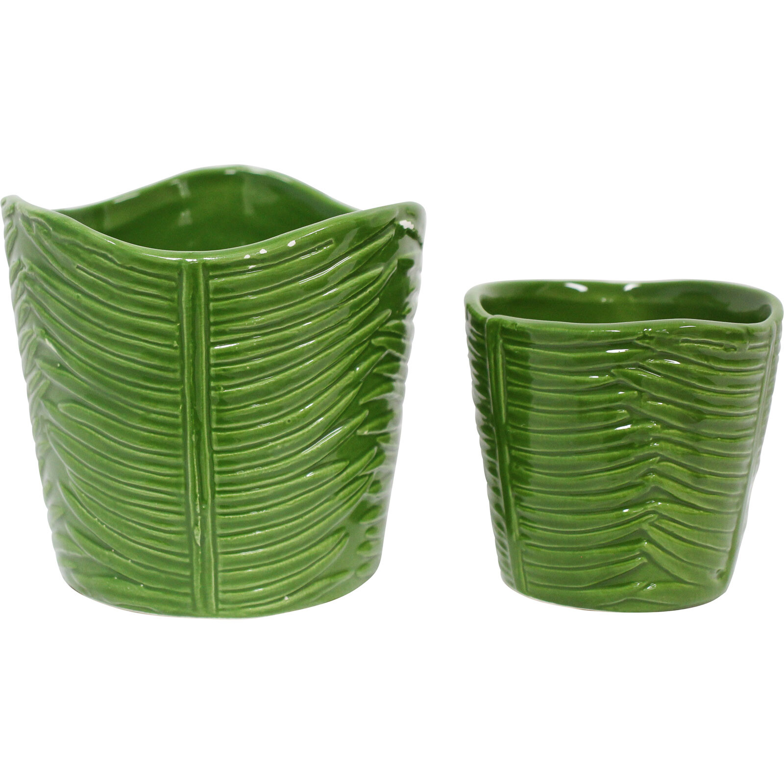 Planter Palm Leaf S/2