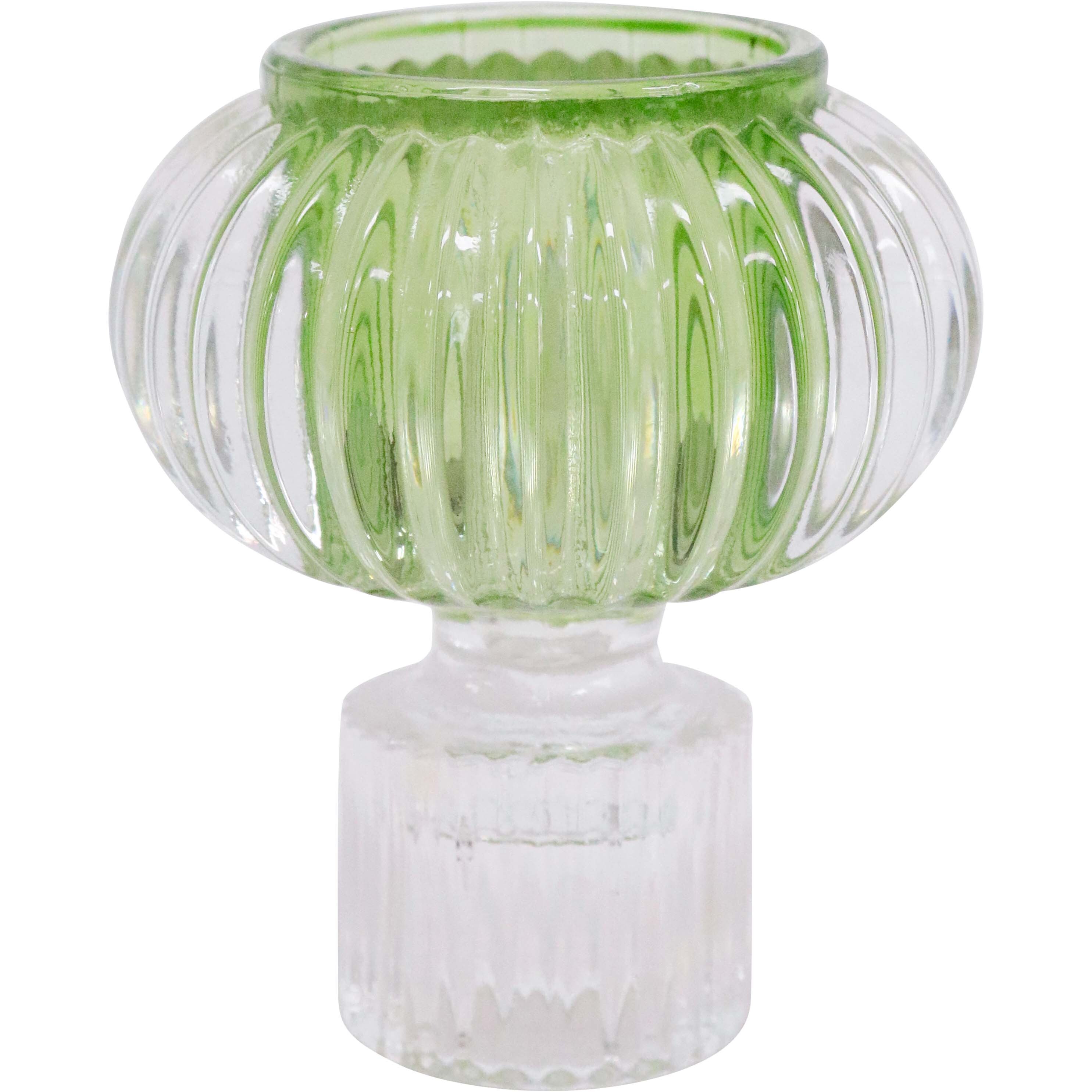 Double Sided Stackable Candle Holder Green/Clear