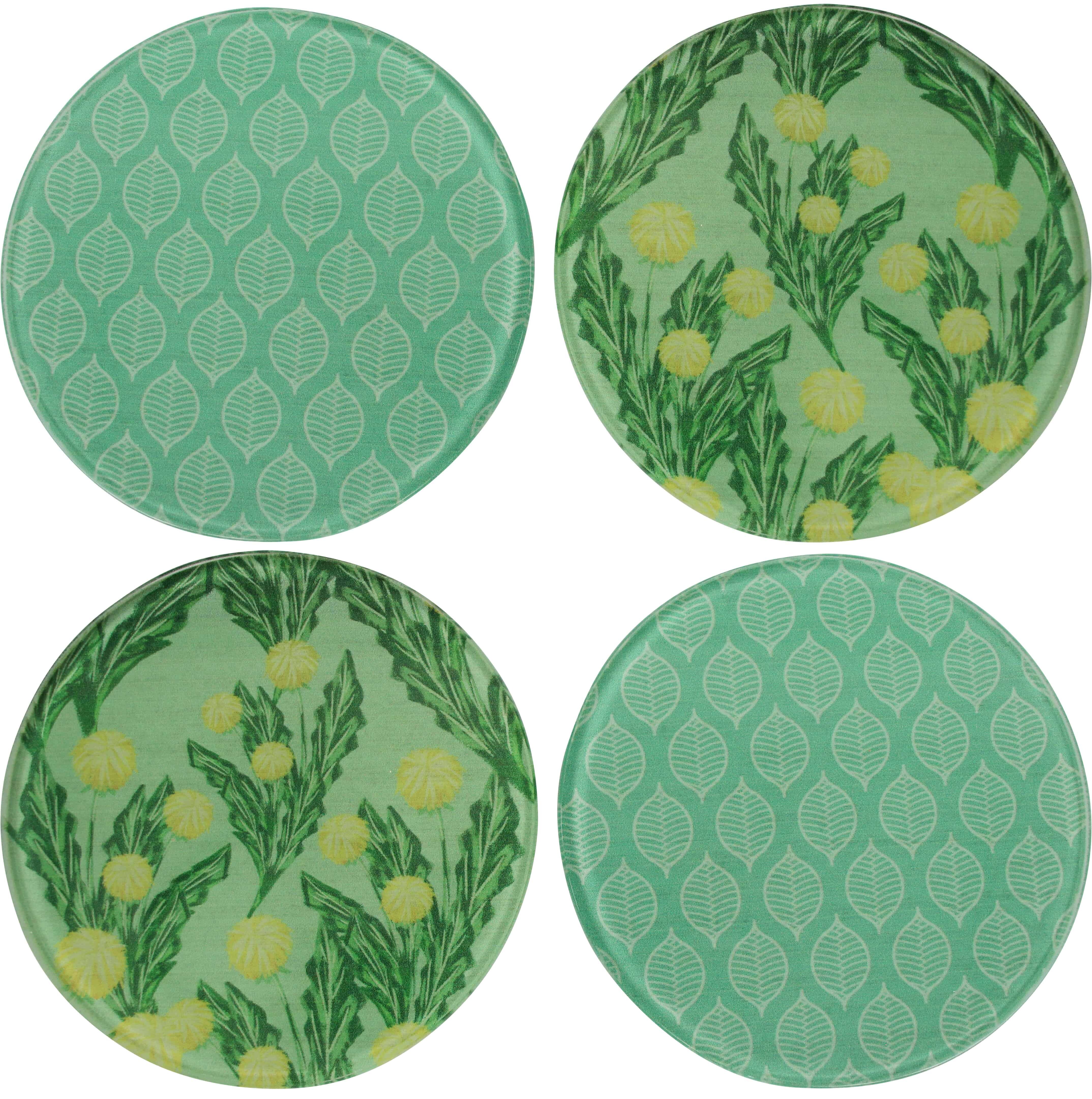 Glass Coaster Dandelion S/4