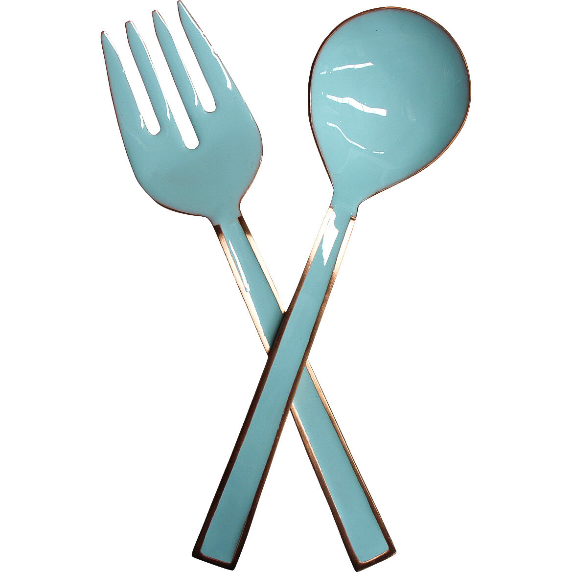 Salad Servers Aqua/ Rose Gold