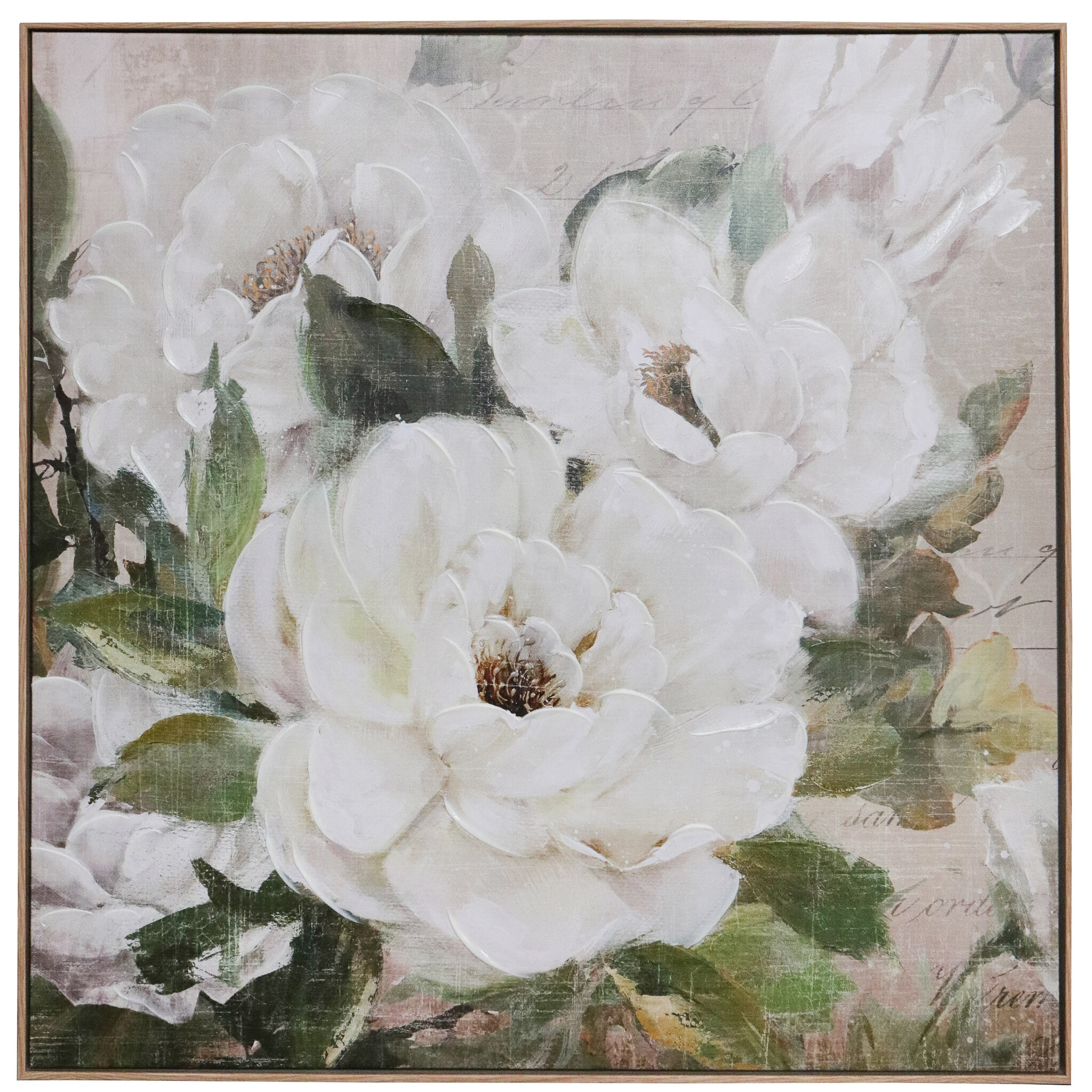 Framed Canvas White Camellias