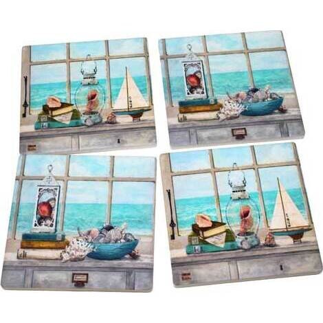 Coasters Seaside Scene S/4