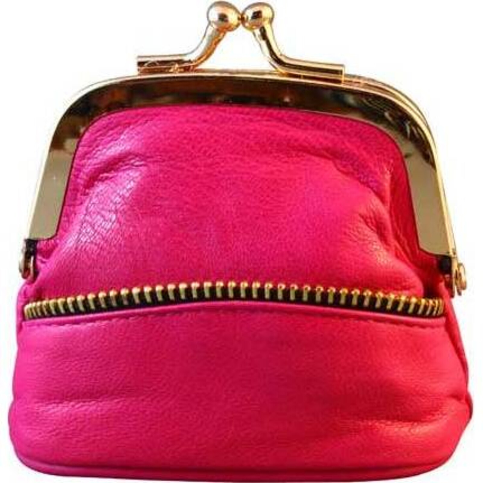 Leather Zipper Purse - Pink