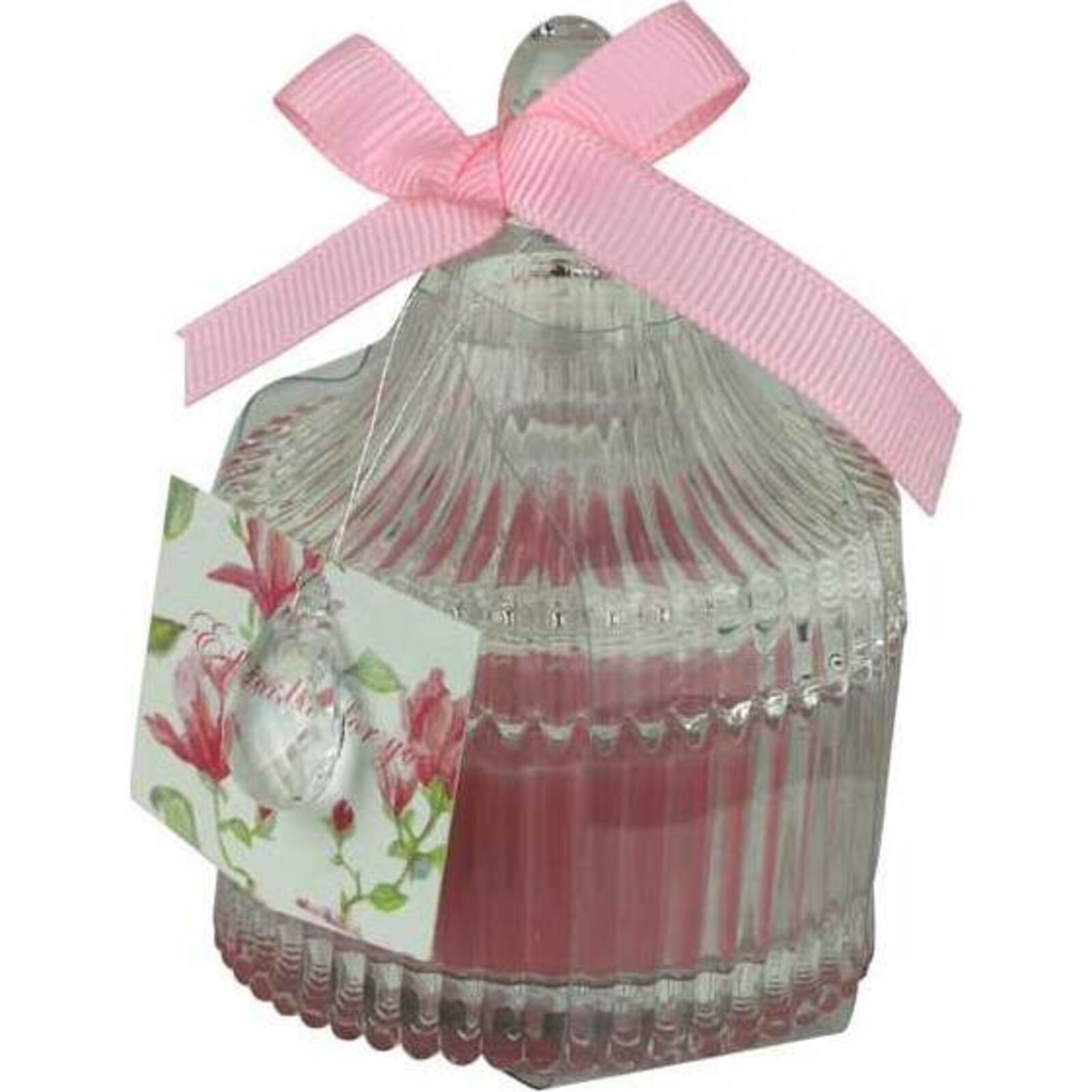 Candle Jar Ribb Pink