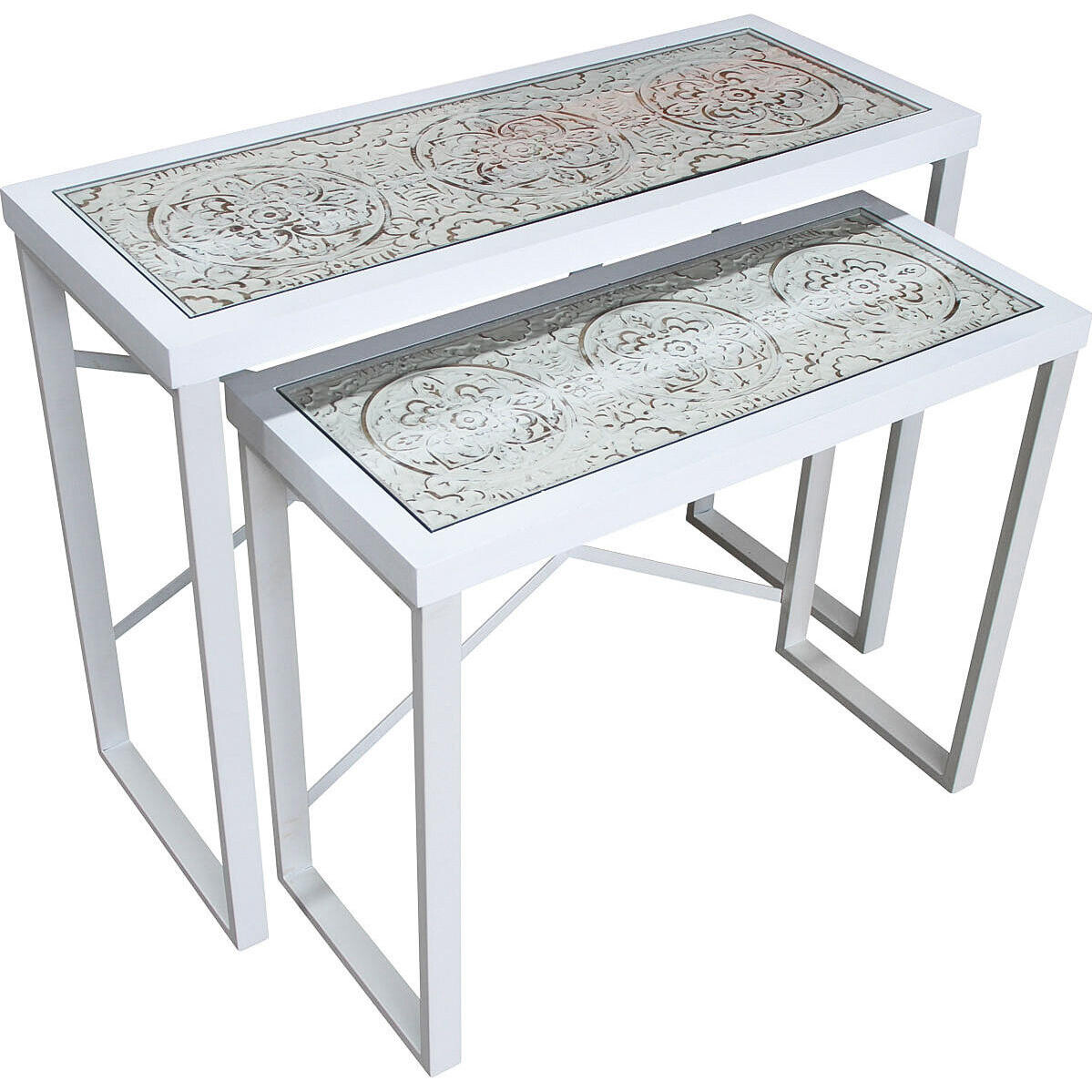 # Hall Tables White/White S/2