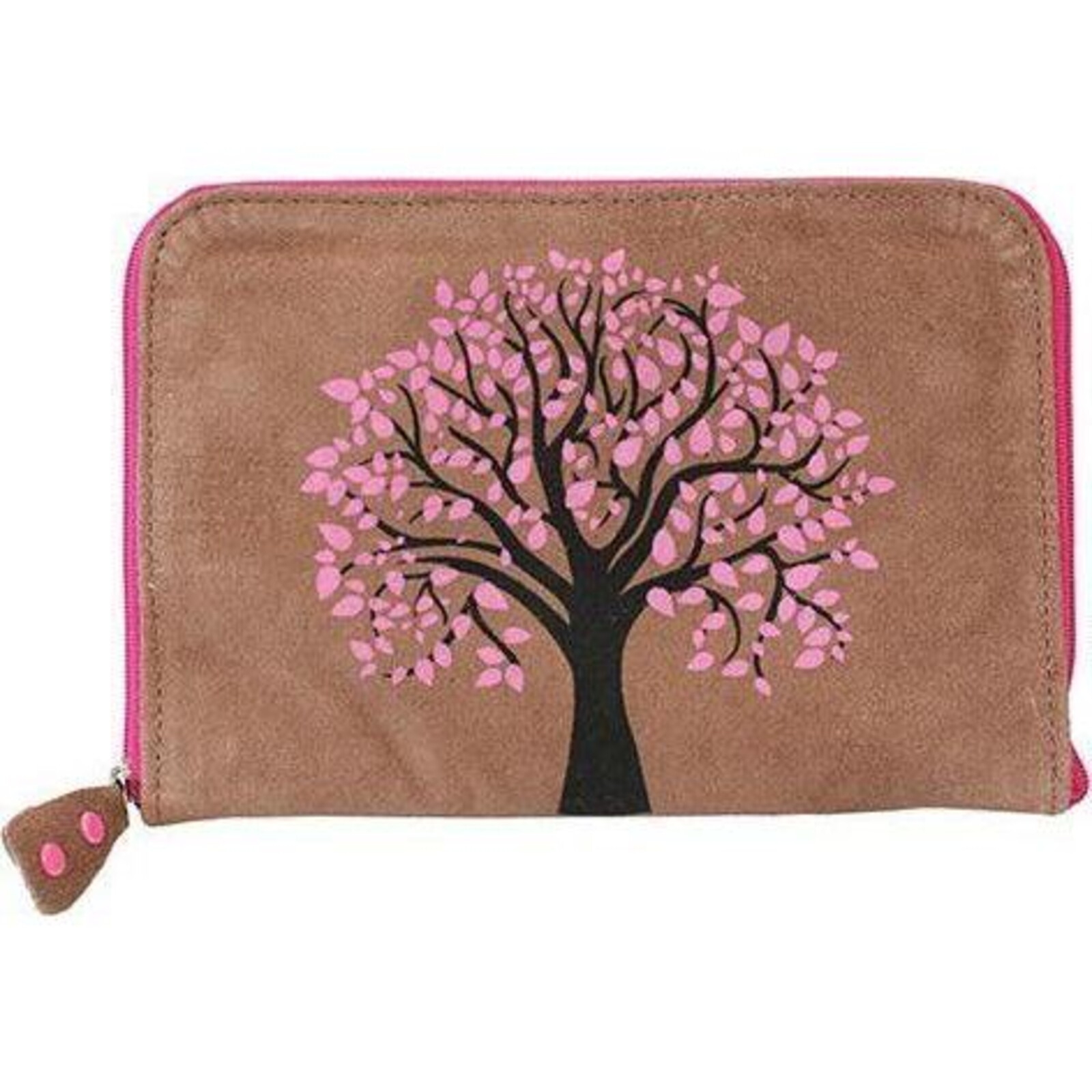 Suede  Jewelry Pouch Pink Tree