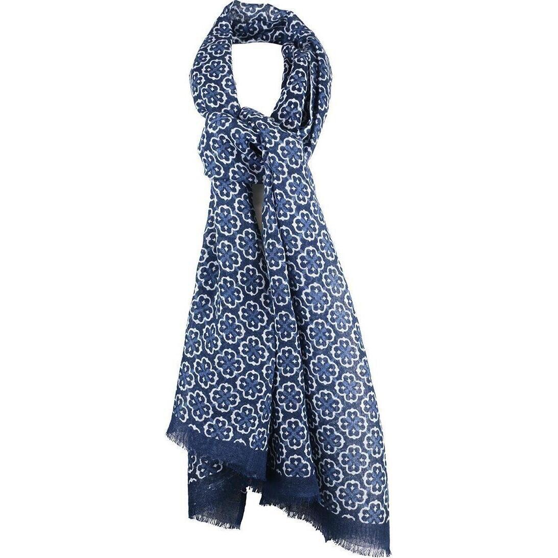 Linen Scarf Fleur Navy