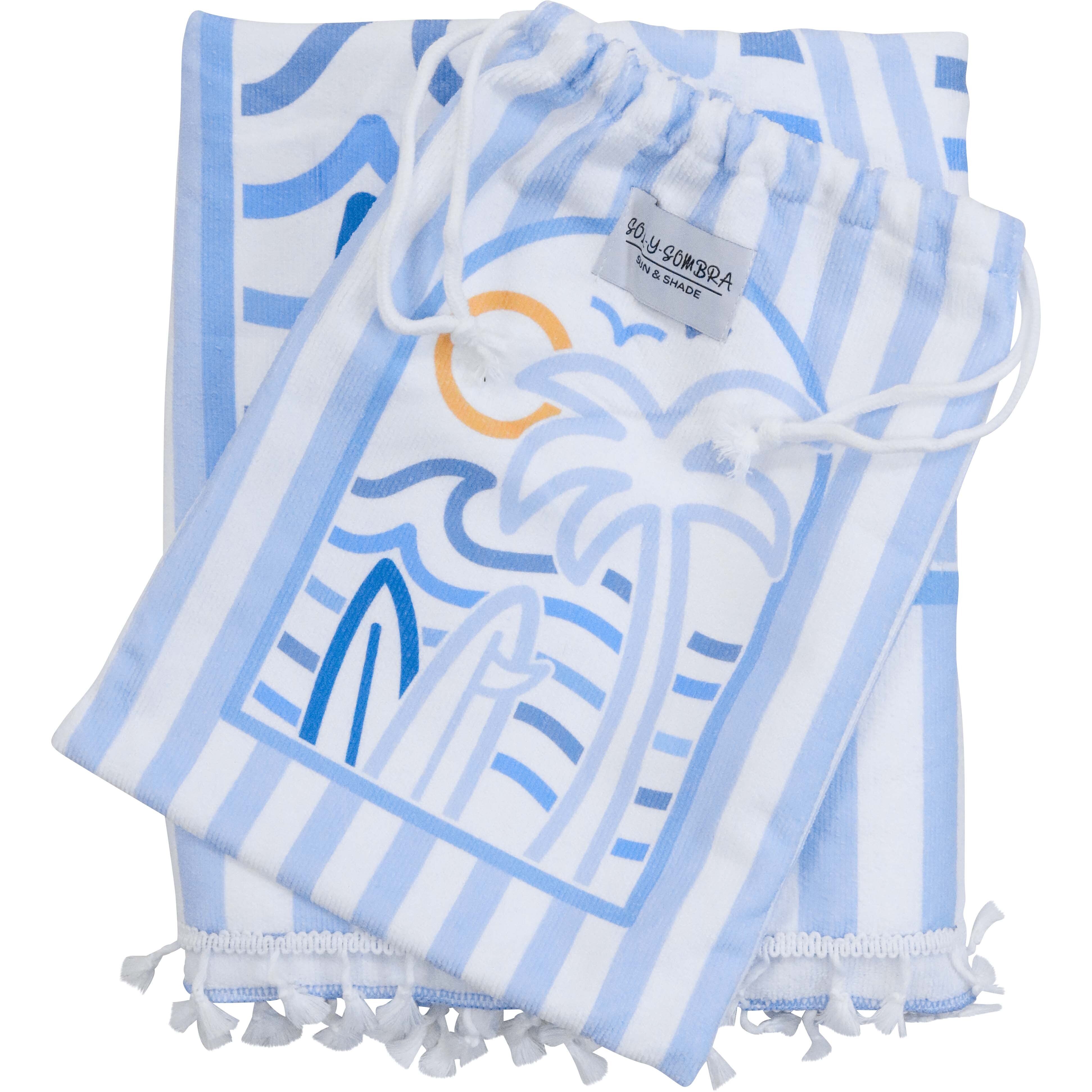 Kids Towel Poncho w/ Bag Summer Blues