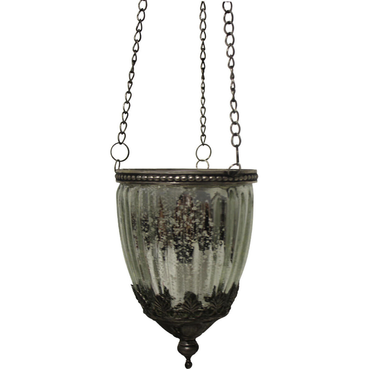 Hanging Votive Ribb Curve Silver 