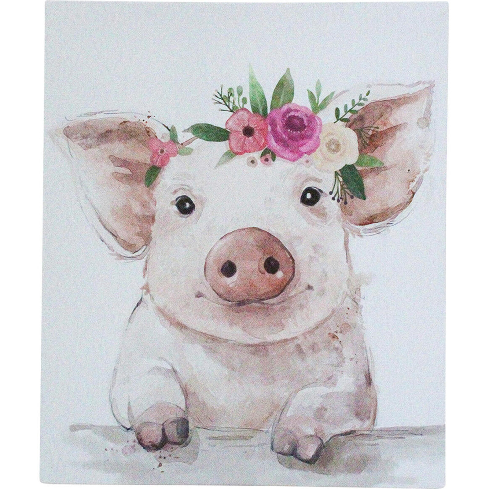 Canvas Mini Pig Flowers