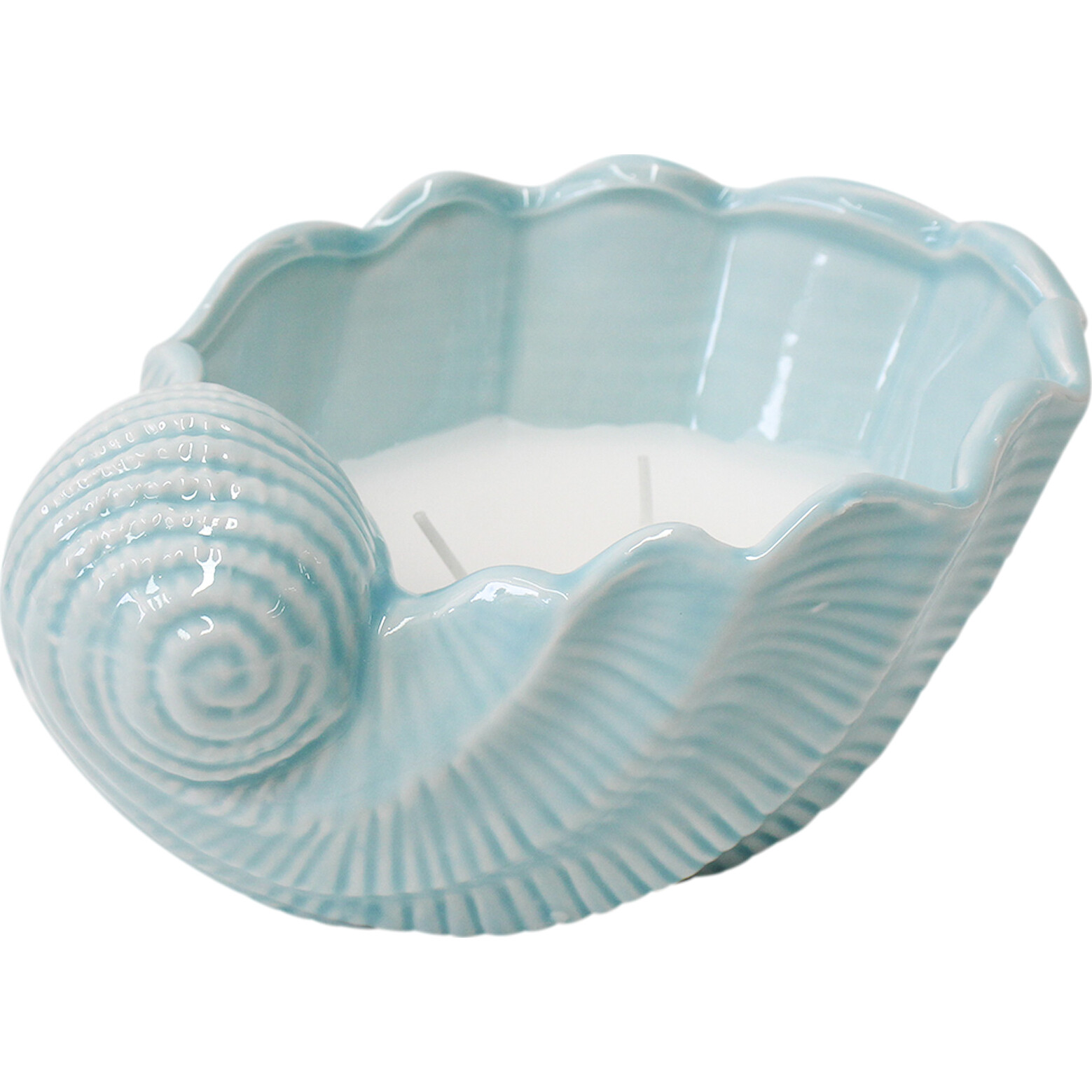 Shell Candle Lrg Seafoam