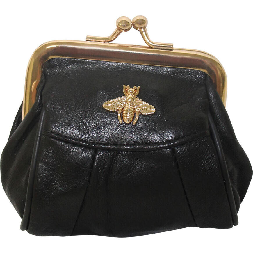 Leather Purse Black Bee