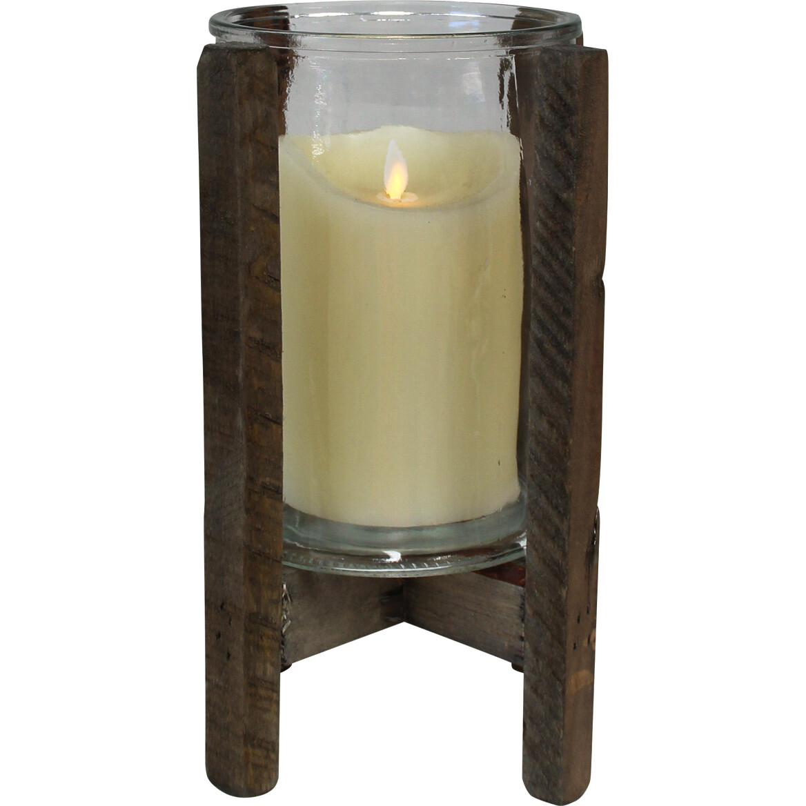 Candleholder Rustic Glass Lrg