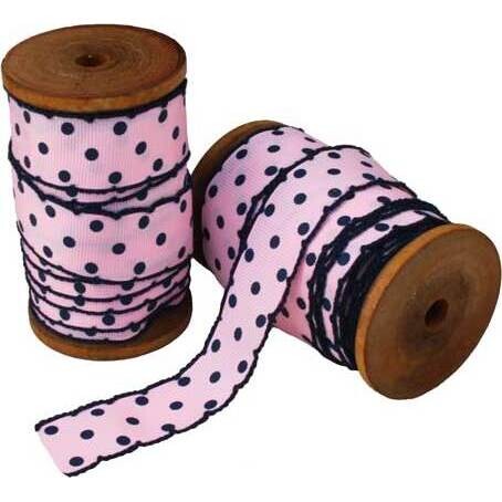 Ribbon Pink/DK Blue Dot