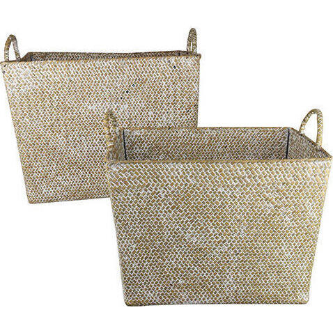 Woven Mani Basket N/wash S/2