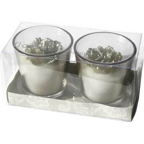 Votive Silver Rose Set/2