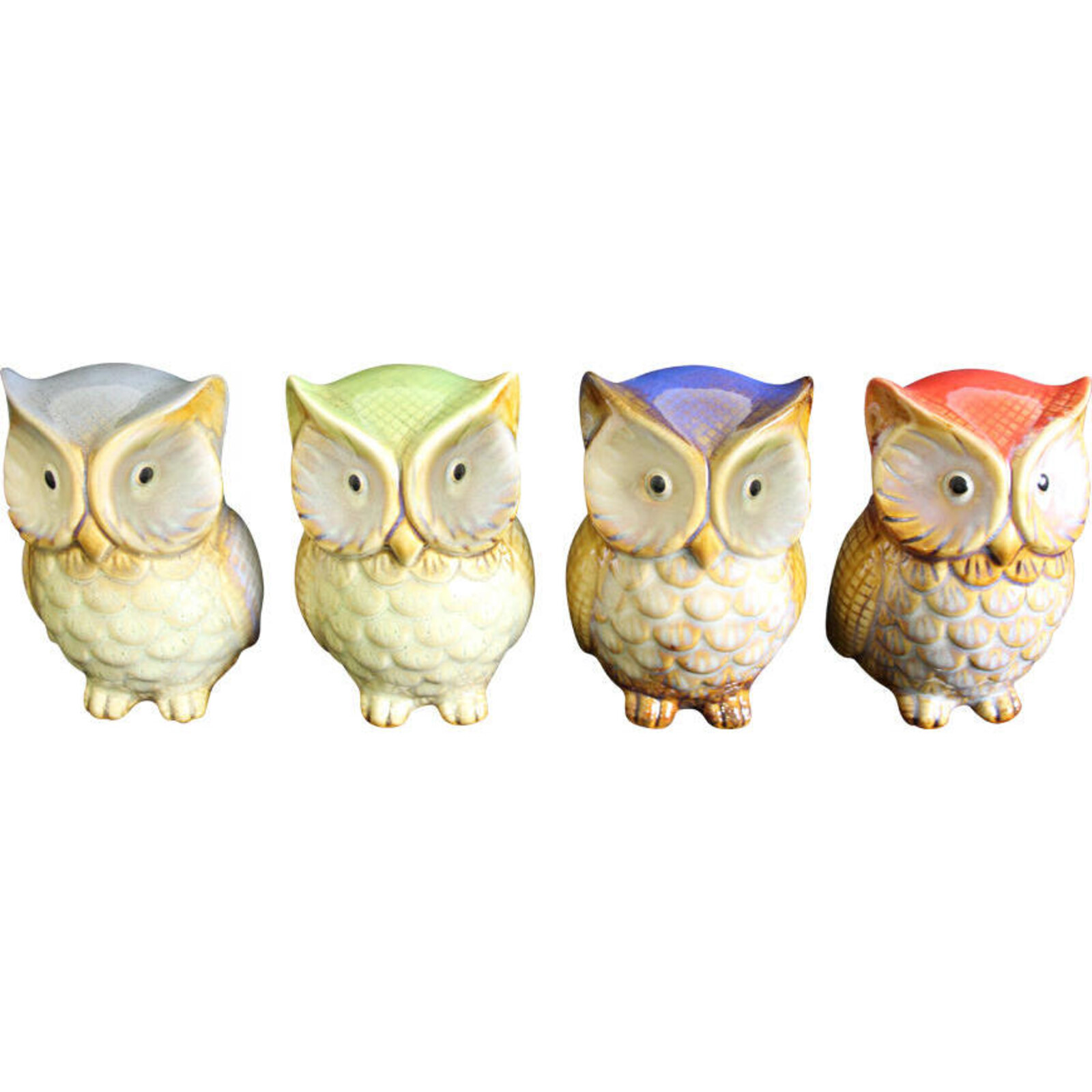 Ceramic Owls Colour S/4 Assorted