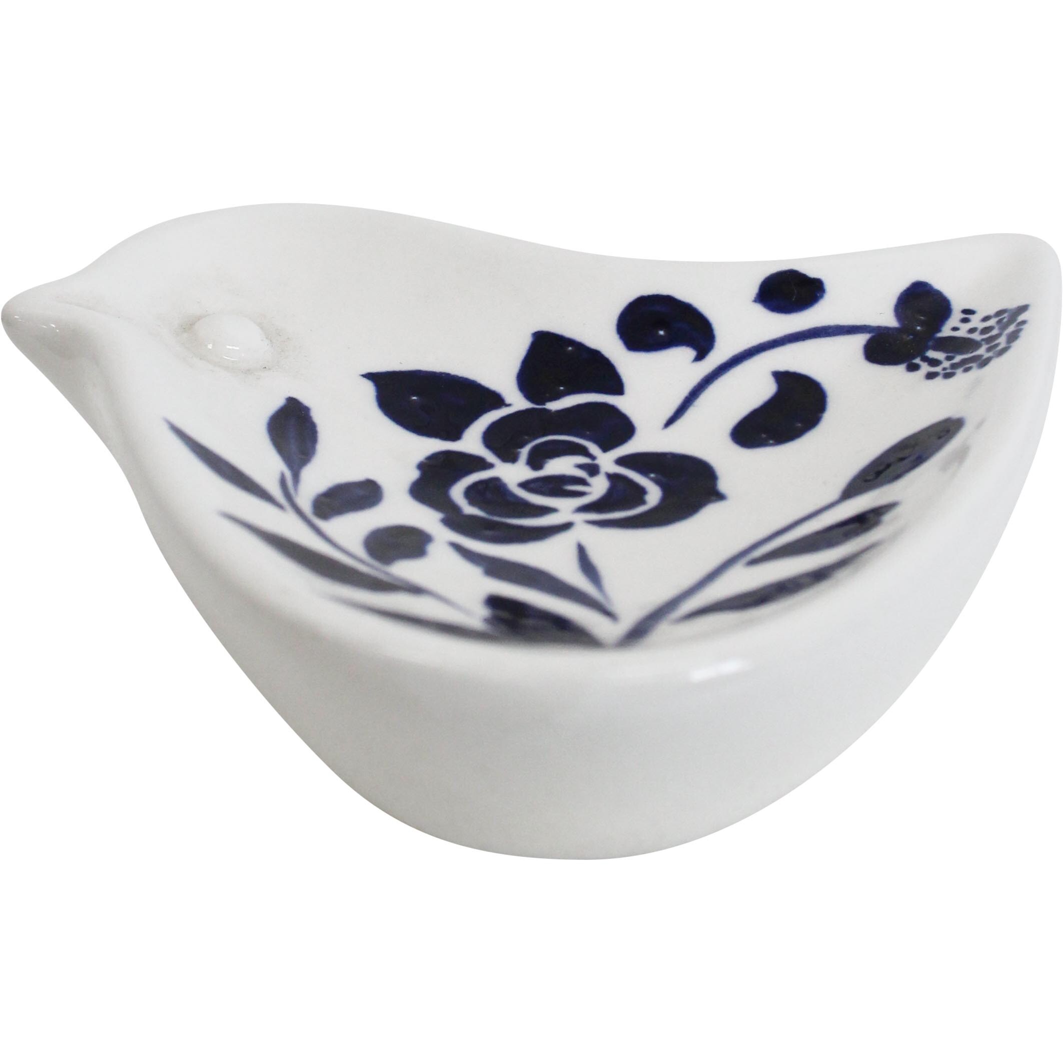 Folk Bird Dish Flora Indigo