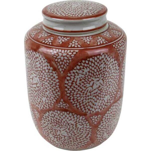 Lidded Jar Rusty Sunflower