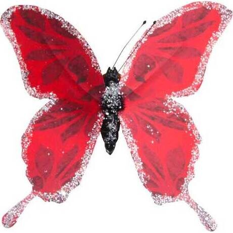 Glitter Butterfly Medium - Dark Red set 6 