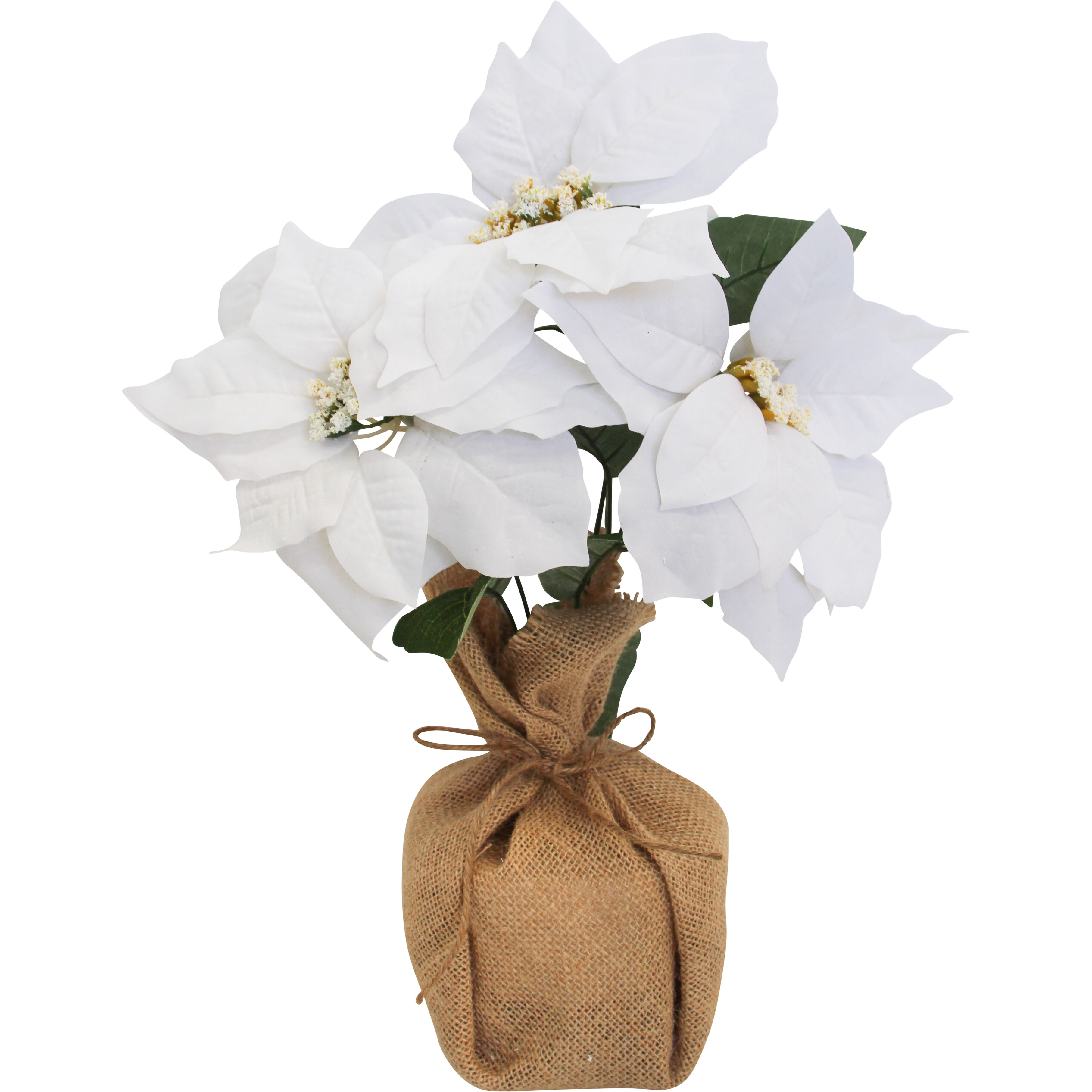 Faux Poinsettia White Sml