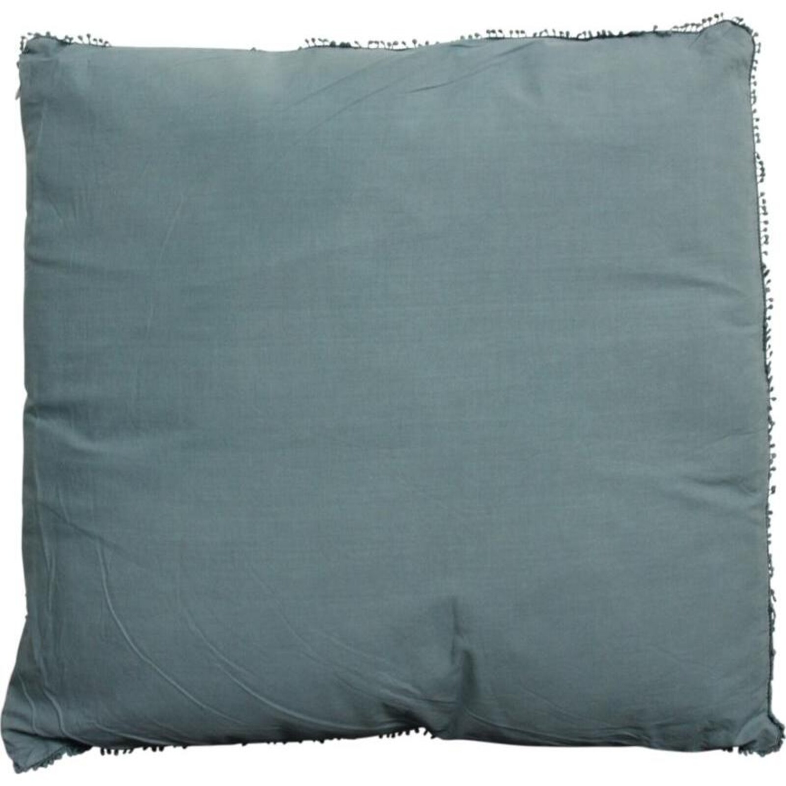 Cushion Stone Washed Linen w/ Bead Trim Teal