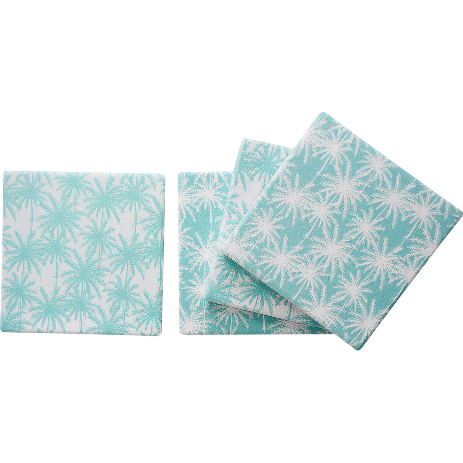 Coasters Palm Aqua S/4