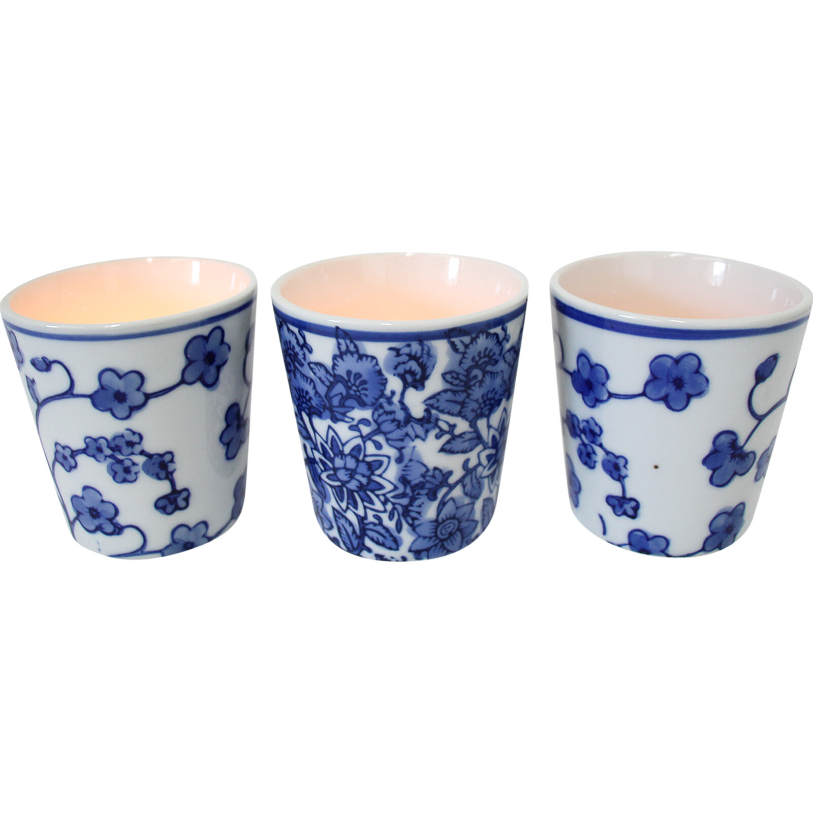 Tealight Holder S/3 Blue and White Mix